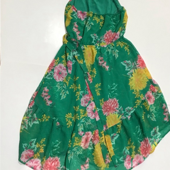 The Childrens Place Dress  Girls Sz XL 14 Green Floral Halter Chiffon Hi Low - Picture 13 of 14